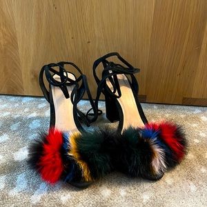 Loeffler Randall Nicolette Fur Pouf Heels